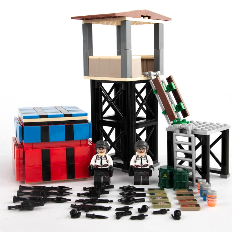 

SWAT PUBG Figures Tower Airdrop box Accessories Block Weapon Building Blocks LegoINGlys City Tower Model Block Military Block