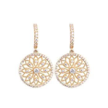 

JIOFREE Fashion Rhinestone Round Geometric Zircon Clip on Earrings For Women Jewelry Rose gold Color Handmade Statement Earrings