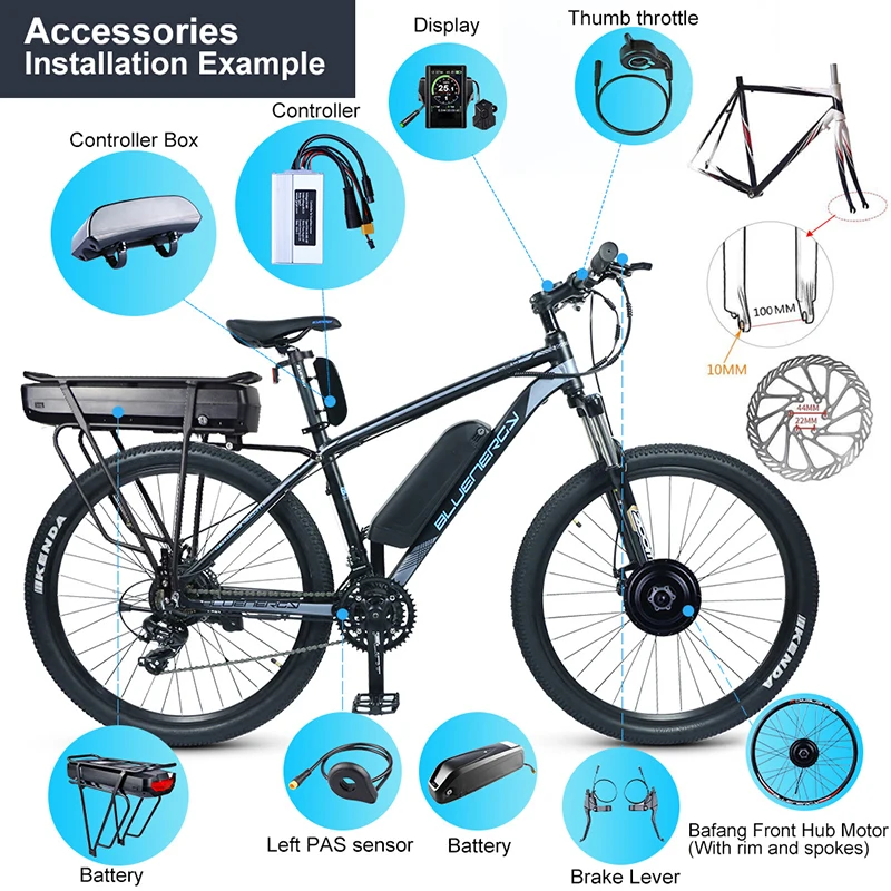 Discount E-bike Bafang Front Wheel Hub Motor 48V 500W Conversion Kits 20 26 27.5 700C Rims Electric Bicycle DIY Parts Stable Ebike Kits 5