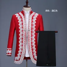 Высокое качество полиэстер весна и осень мужской ретро костюм для суда красный костюм одежда сценический драма Британский костюм