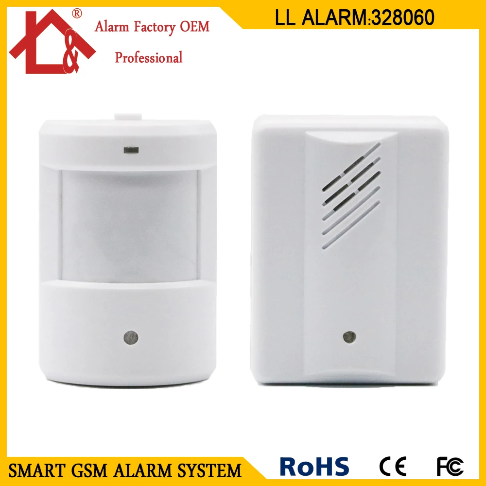 

Wireless Detector Alarm Driveway Patrol Garage Infrared Wireless IR Remote Security Doorbell Alarm System Motion Sensor White