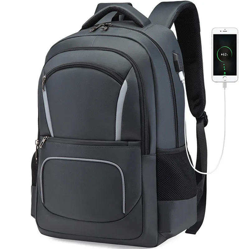 VM модный Мужской Usb рюкзак для ноутбука, многофункциональный, на плечи, посылка, мужской, водонепроницаемый, бизнес, ПК, Mochila, рюкзак - Цвет: gray
