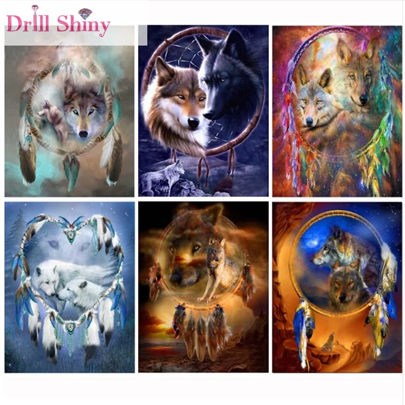 

DIY Icon Diamond Embroidery Wolf Mosaic 5D Cross Stitch Square Drill Diamond Painting Wall Sticker Decoration Paintings