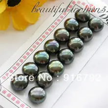 > 7 пар 12 мм черный круглый пресноводный жемчуг серьги