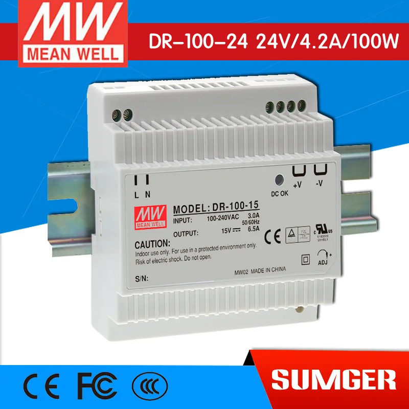 

[Only on 11.11] MEAN WELL original DR-100-24 24V 4.2A meanwell DR-100 24V 100.8W Single Output Industrial DIN Rail Power Supply