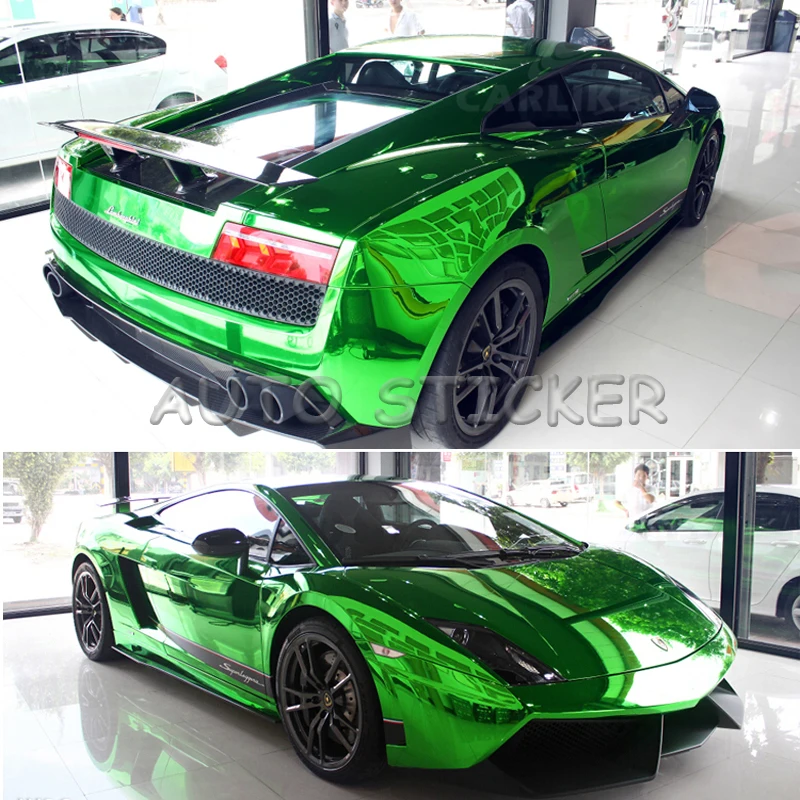 

1.52*20m/roll Stretch Green Chrome Vinyl Film for Car Wrapping Color Change Sticker Sheet with Air Channel Standard Roll