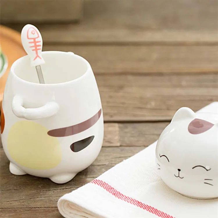 Cute-Cat-Style-Ceramic-Mugs-with-3D-Lid-and-Spoon-Creativre-Moring-Mug-for-Milk-Coffee