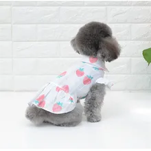 Хлопковая рубашка для собак с рисунком клубники футболка для щенков и кошек одежда для щенков белые рубашки и платья HSF3