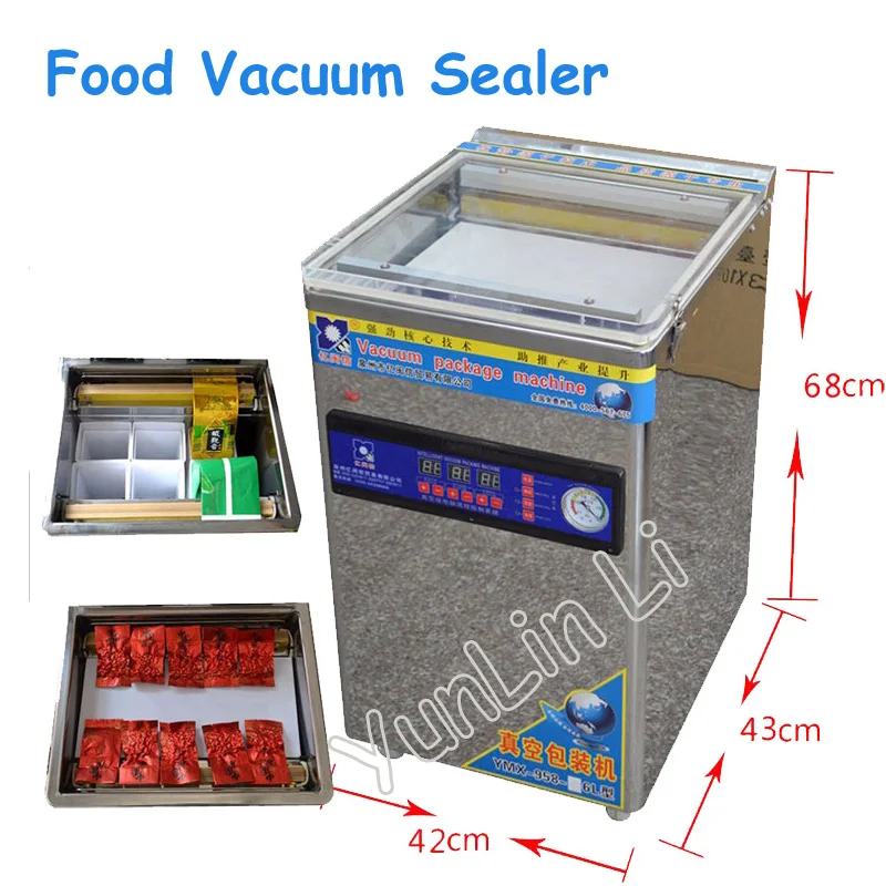 

1pc Stainless Steel Table-Style Food Vacuum Bag Packing Machine Desk-top Double Pump Vacuum Packing Sealer YMX-958-06L