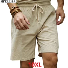 MFERLIER summer Shorts men linen cotton plus