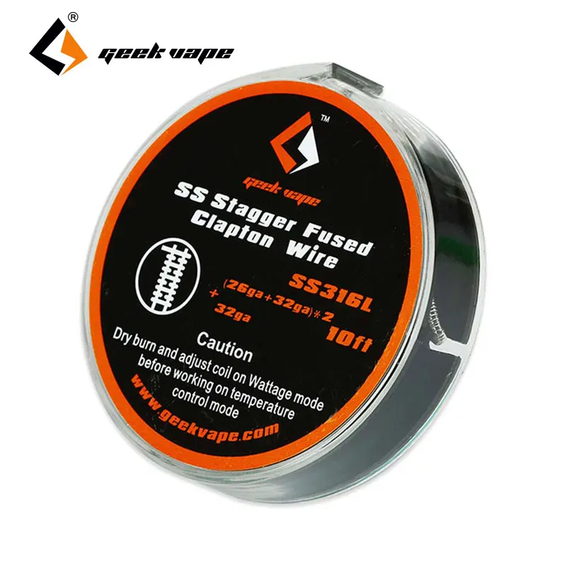 Comprar 100% original 10ft geekvape SS tambalearse fusionado Clapton Alambres ss316l (26ga + 32ga) x2 + 32ga DIY Alambres de geekvape