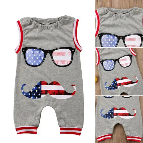 2018 Summer New Kids Baby Grey Beard Rompers Boys Sleevless Glass Jumpsuit Romper Gentleman Suit One-Pieces Clothes Outfits |