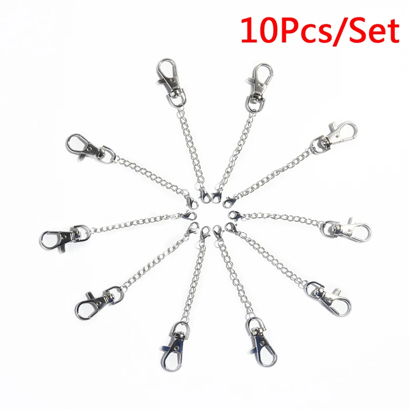 10Pcs Lobster Clasp Keyring Keychain Chain Key DIY Necklaces Pendant