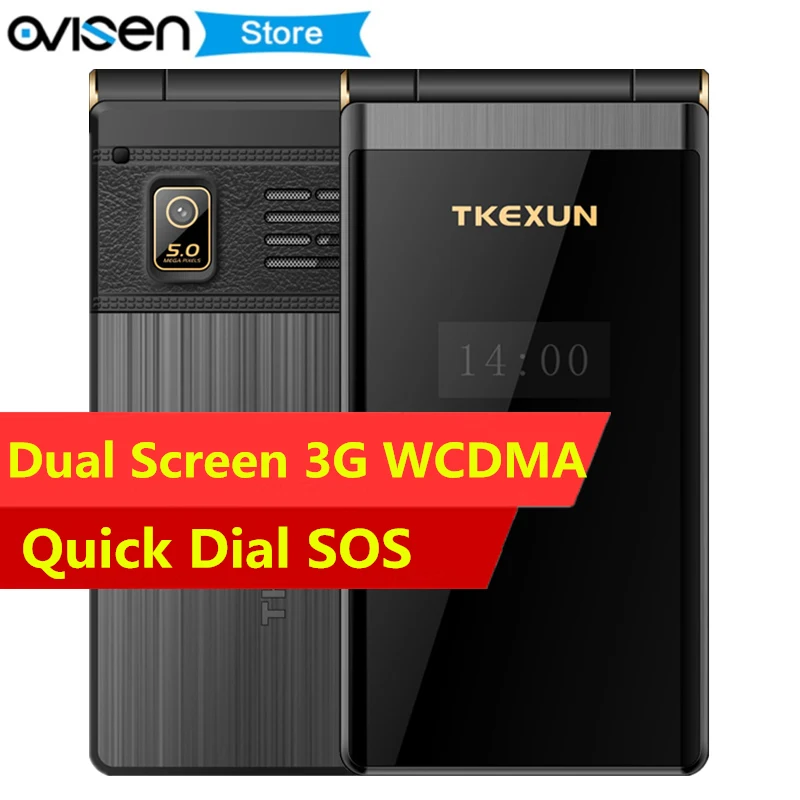 Роскошный 3g WCDMA флип телефон TKEXUN M2 PLUS 3 0 дюймов сенсорный экран мобильный один