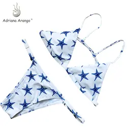 Adriana Arango 2019 бразильской стринги Холтер бикини печати Купальник мини-бикини купальники для женщин пикантные летние купальный пляжная одежда