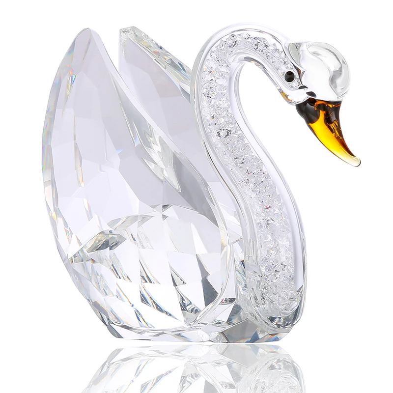 

H&D Crystal Glass Swan Figurines Collection Diamond Animal Paperweight Table Ornament Home Decor Handmade Kids Birthday Gifts