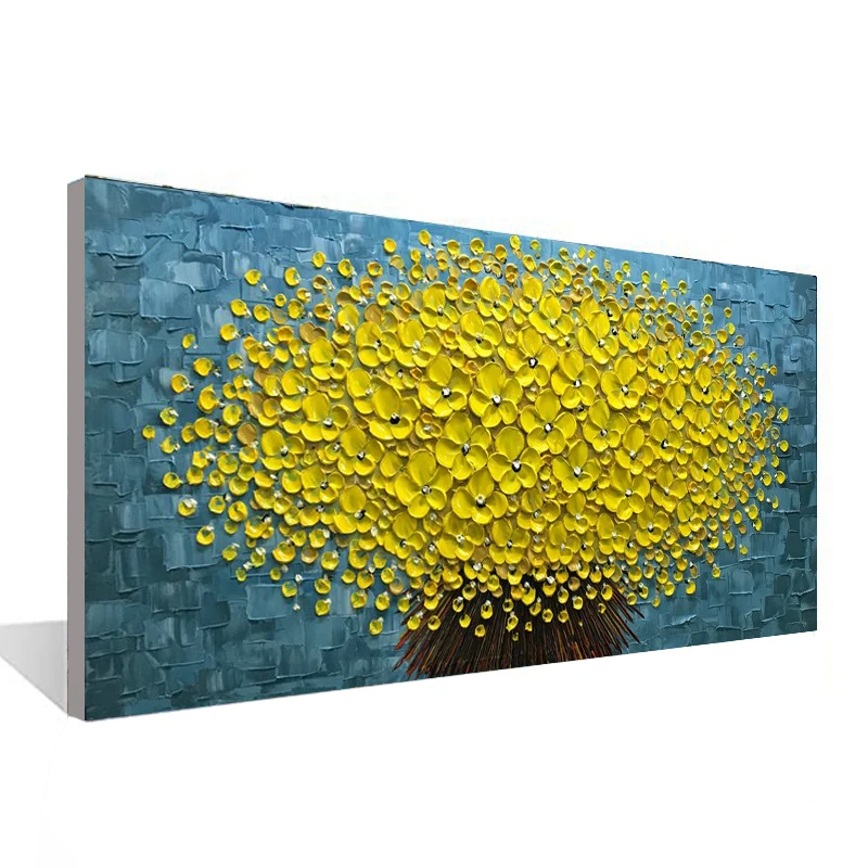 Желтые цветы, современная абстрактная 3D Картина на холсте для гостиной, столовой, спальни, настенная ручная роспись, масляная живопись