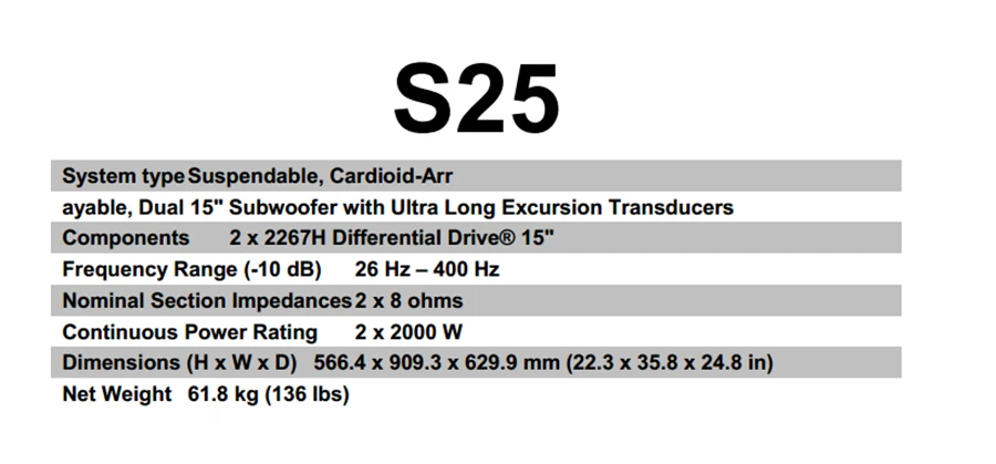 S25 активный сабвуфер с 2X15 дюймовым НЧ-динамиком наружный и внутренний Супер Низкочастотный высокомощный динамик