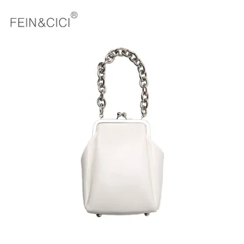 

Retro female vintage acrylic chains bag party Clutch women frame shoulder handbag 2018 new luxury brand white black color