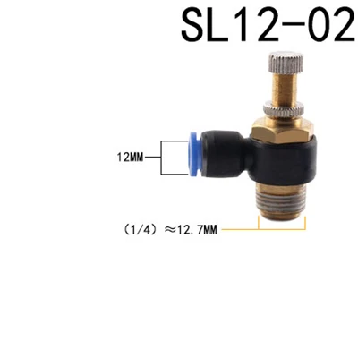 SL пневматический L Тип регулятор скорости потока 4-12 мм OD шланг трубка 1/" 1/4" 3/" 1/2" BSP Мужской газовый воздушный поток предельный клапан быстрая установка - Цвет: SL12-02