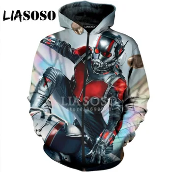 

LIASOSO 3D Print Unisex New Marvel Avengers Ant Man Ant-man And The Wasp Hooded pullover Hoodies Sweatshirts Zipper Jacket X0851