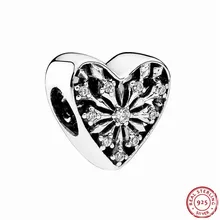Элегантный ледяной узор матовый сердце зимы Шарм бусины для женщин ювелирные изделия DIY Fit PANDORA Подвески Серебро 925 FL491