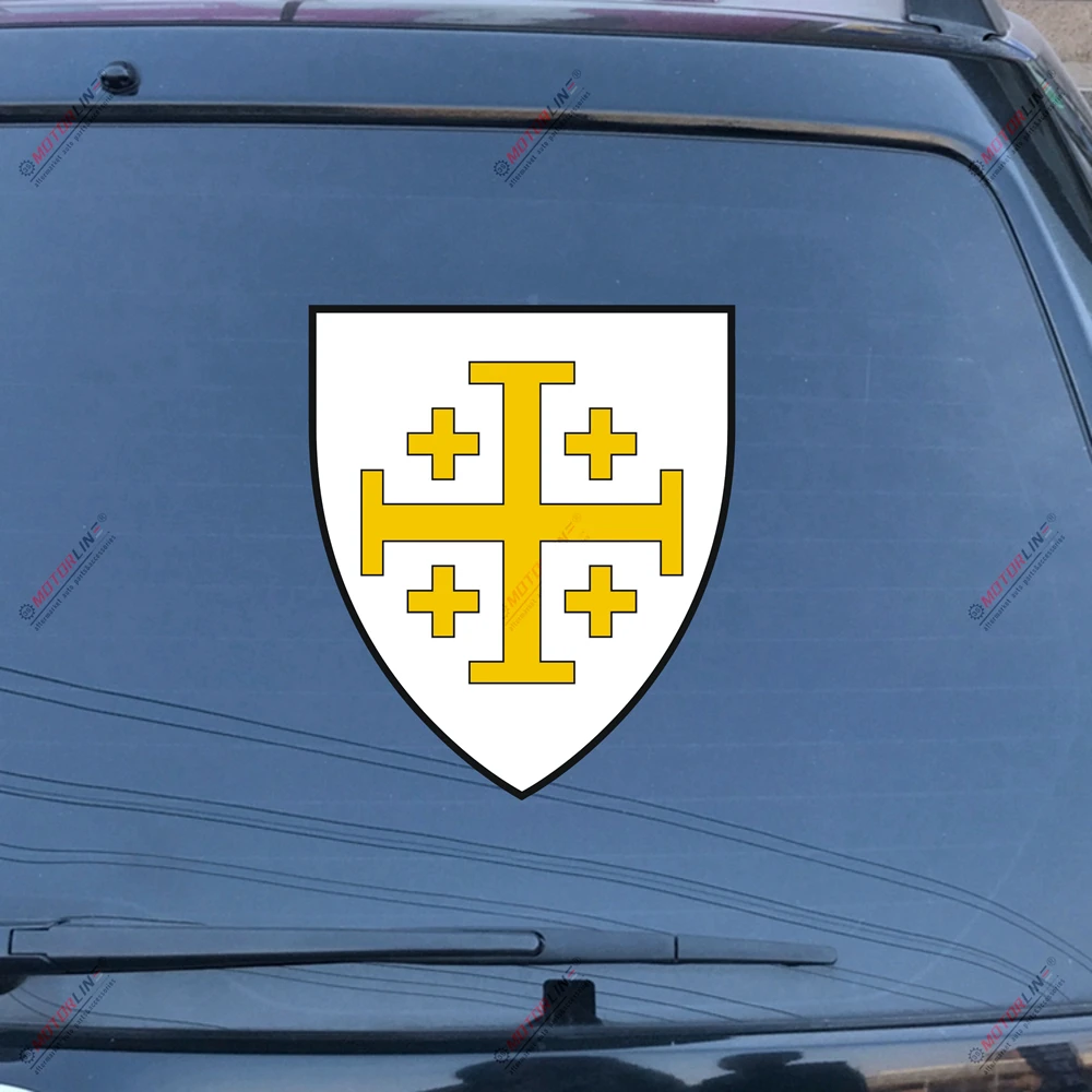 

Jerusalem Cross Crusaders' cross Decal Sticker Vinyl Reflective Glossy shield pick size