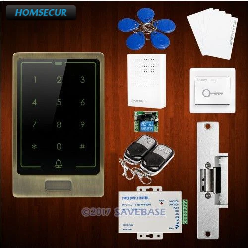 

HOMSECUR Waterproof Metal Case Access Control RFID Reader System For Both Indoor And Outdoor Use + NC Strike Lock
