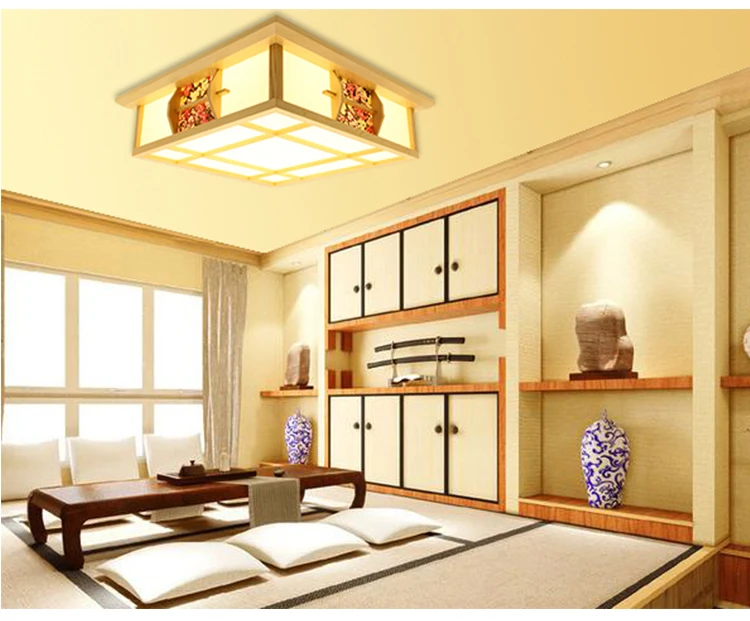 Японские татами стиль квадратный естественный макияж в стиле нюд и Pinus sylvestras крышка светодиодный потолочный светильник с миллиметровая