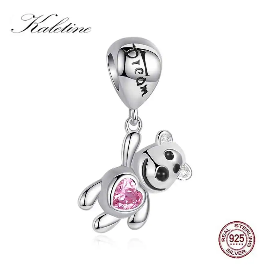 

KALETINE 925 Sterling Silver Charms Cute Letter Dream Bear Enamel Charms Jewelry Making Fit Pandora original Bracelet Neacklace