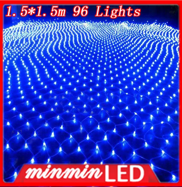 100pcs/lot 1.5*1.5 m 96 Led 8 flash modes 220V super bright net string light Christmas lights New year wedding ceremony | Лампы и