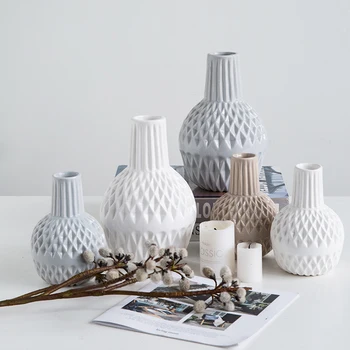 

Modern minimali White Ceramic Vase For Artificial Flower Plant Vases Tabletop DIY Creative Home Decoration