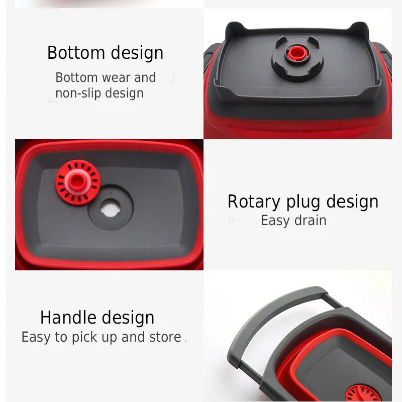 

Foldable Drain Basket Collapsible Fruit Vegetable Washing Container for Kitchen FPing
