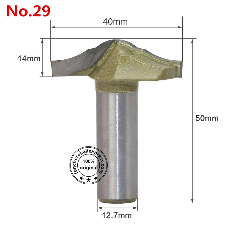 12.7mm Shank-1PCS,cnc solid carbide engraving woodworking router bit,trimmer wood milling cutter,Cabinet door lace knife - Длина режущей кромки: No.29