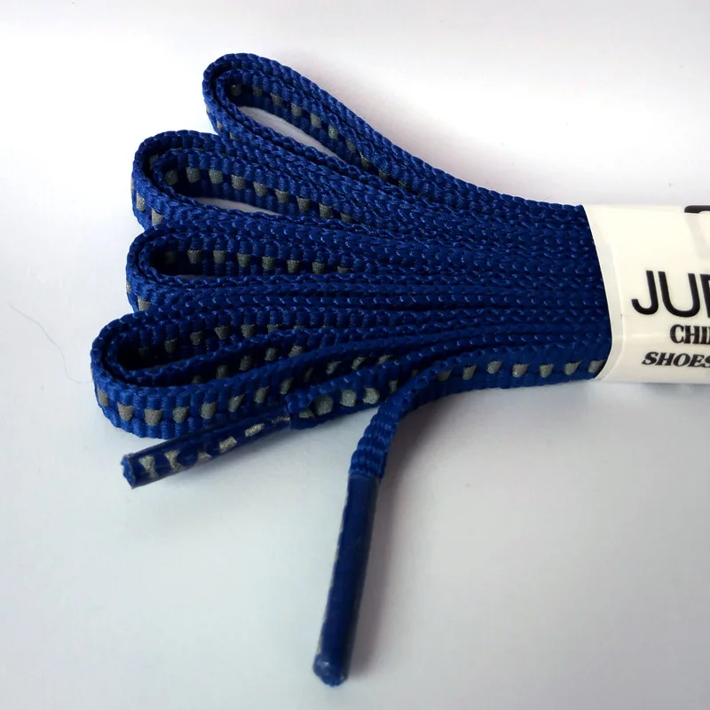JUP1-12Pair Royal Blue Unisex Shallow Reflective Shoelaces Safety Shoelaces Invisible Shoelaces Running Sport Sneaker Basketball