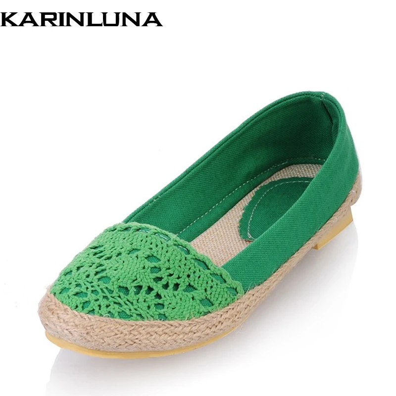 

KARINLUNA Spring Autumn Sweet Shallow Large Size 30-43 Women Flats Cloth Breathable Footwear Comfortable Women Shoes