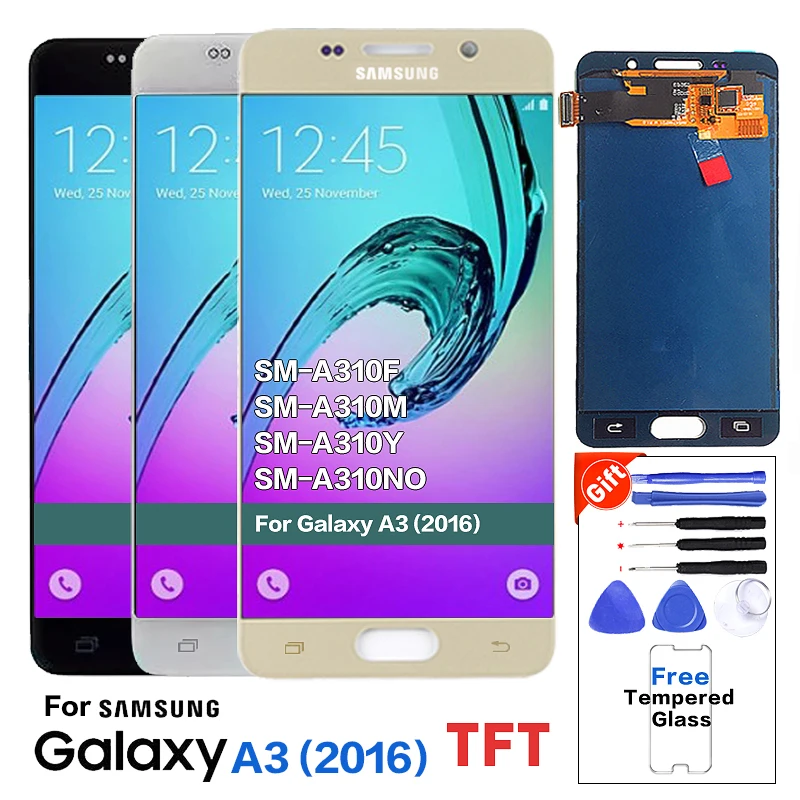 Для samsung Galaxy A3 2016 A310 A310F A310H A310M протестированный ЖК-дисплей дигитайзер сенсорный