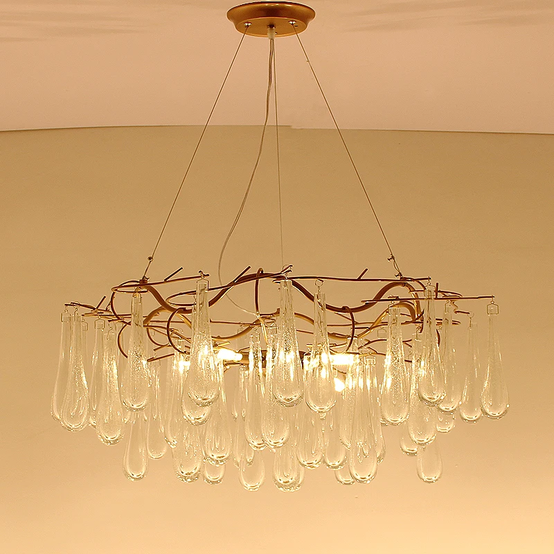 

Post Modern creative Chandelier light hand made glass Cracked lampshade Dia.80cm LED lamp droplight Living room foyer shop store