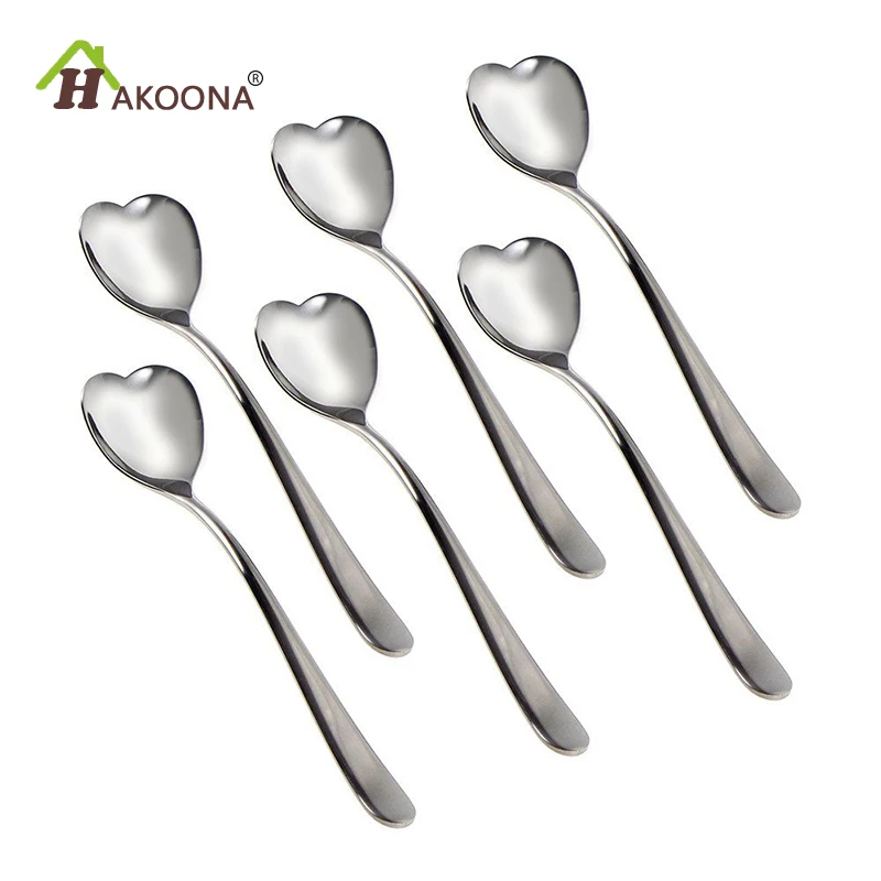 

HAKOONA Heart-Shaped Cafe Spoons Decorative Plating Sliver Color Dessert Cold Spoon Stirring Mini Spoon