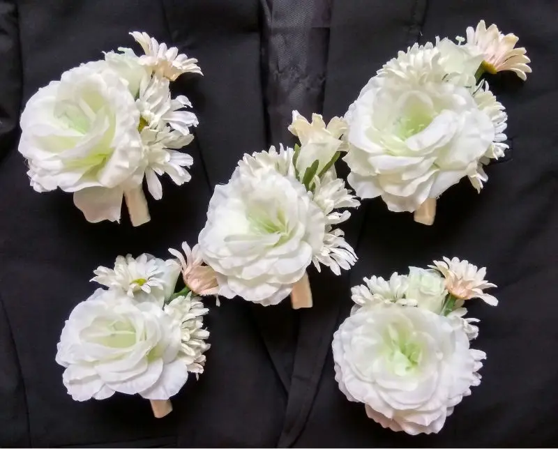 White artificial silk platycodon grandiflorum flower daisy event party wedding Brooch boutonniere | Дом и сад
