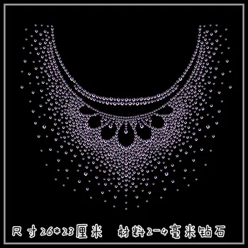 

Clear Crystal Tassel pattern T shirt Neckline DIY strass hotfix Rhinestone applique Pattern motif Iron On Heat transfer Designs
