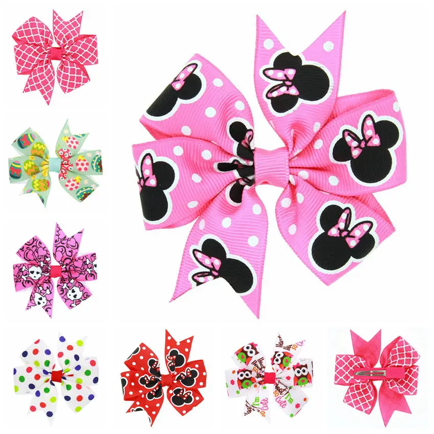 

New candy Color Solid Dot Leopard Print Bow Hairpin Hair Clips for Little Girls Kids Hair Accessories 1pc BB073