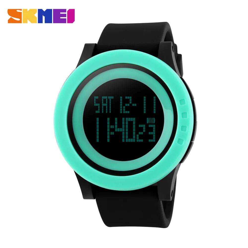 SKMEI 1142 силиконовые цифровые часы для женщин спортивные водонепроницаемые электронные наручные часы модные повседневные часы с большим циферблатом Montre Homme - Цвет: Small Green Black