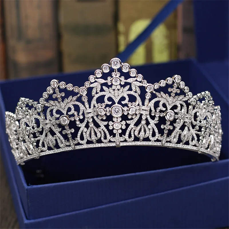 

Bridal Tiaras and Crowns Sliver Color Hair Crown Full Cubic Zirconia Large Queen Crown for Women Wedding Hair Jewelry