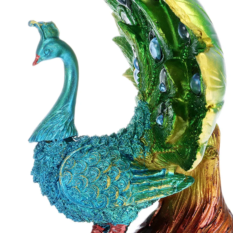 Wedding Gifts European Resin Peacock Figurines Ornament Hand painted