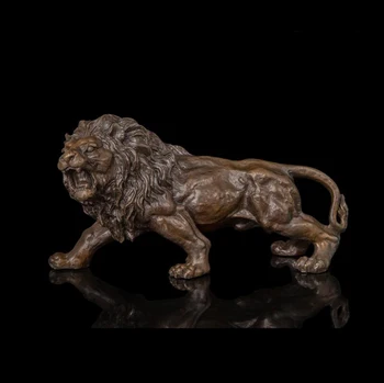

33 CM Western Art Deco Pure Bronze Foo Dog Lion Cougar Animal Ornament Sculpture