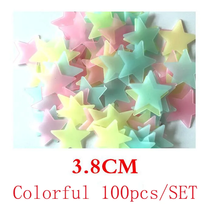 

3.8CM 100pcs/set Glow In The Dark Stars Sticker Bathroom Decal DIY Wall Stickers For Kids Room Home Decor Living Room Wallpaper