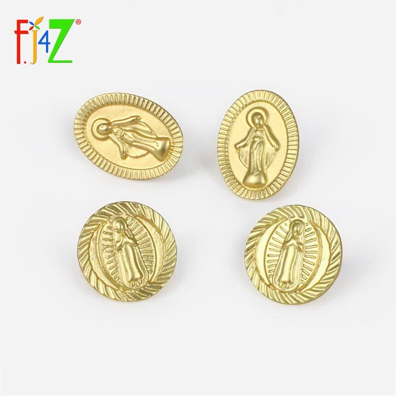 

F.J4Z Hot Trends Euramerican Style Vintage Portrait Golden Stud Earrings For Women Fashion Fancy Virgin Mary Ear Studs