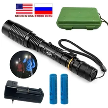 Dropshipping 8000LM LED Flashlight LED V5 T6 5 Modes Zoomable Torch Flashlight 18650 Batteries Stock in US,RU
