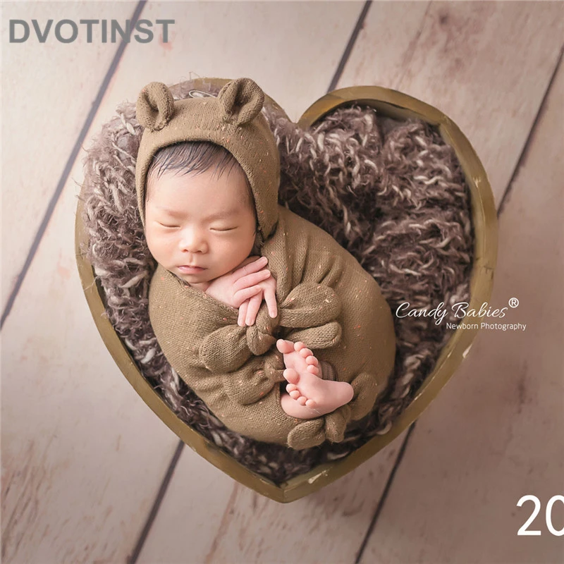  Dvotinst Newborn Photography Props Soft Baby Posing Bonnet Sleeping Bag Pillow Wraps Background Bla